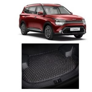 7D Car Trunk/Boot/Dicky PU Leatherette Mat for	Carens  - Black